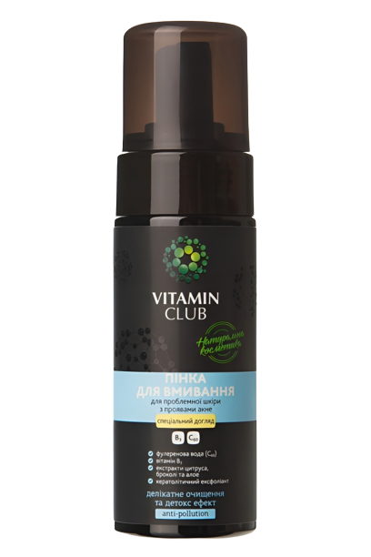 Vitamin Club Пінка для вмивання для проблемної шкіри з проявами акне, 150 мл