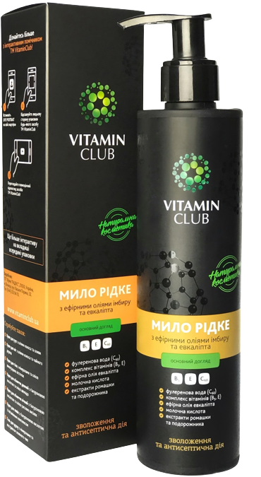 Vitamin Club Мило рідке з ефірними оліями імбиру та евкаліпта, 250 мл