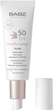 Babe Sun Healthy Aging Сонцезахисний флюїд з колагеном та пептидами (SPF 50), 40 мл